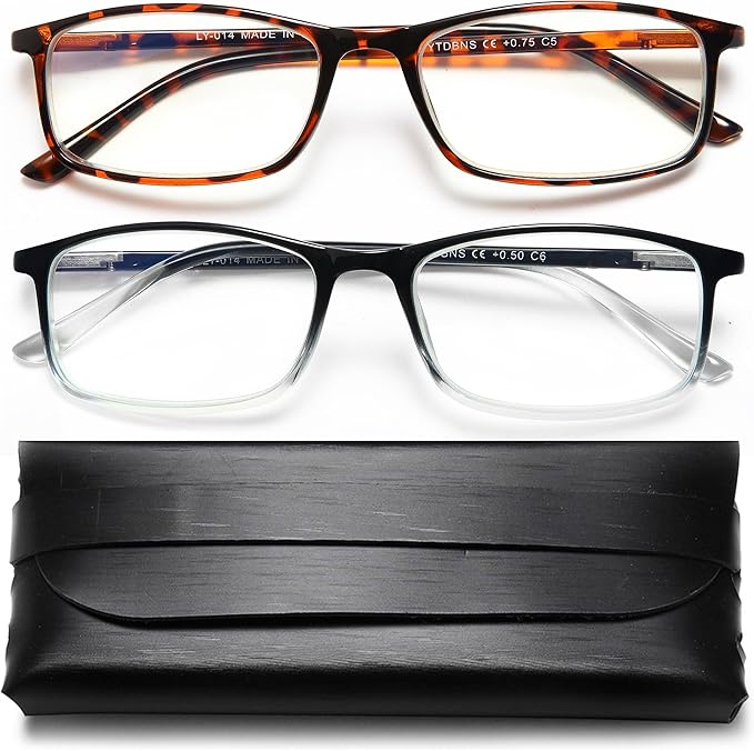Professional Reading Glasses for Men/Women, Blue Light Blocking Computer Readers with Spring Hinges for Glare and UV Protection