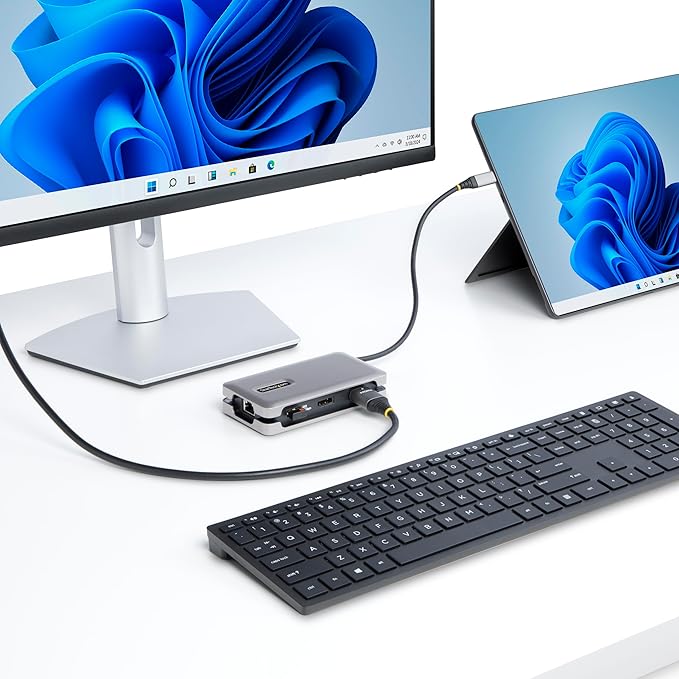 StarTech.com USB-C Docking Station for MacBook Pro M1 M2 M3 M4 and Windows, 4K 60Hz HDMI or DP Video, USB 10Gbps Hub, 100W Laptop Charging, GbE, 1ft/30cm Cable