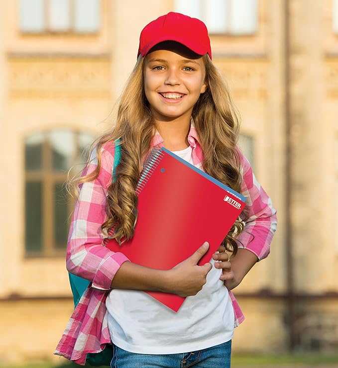 Better Office Products 5-Subject Spiral Notebook, 5 Pack, Assorted Color Poly Covers, College Rule, 200 Sheet Notebook with 4 Two-Sided Pocket Dividers, 11 x 8.5 inches