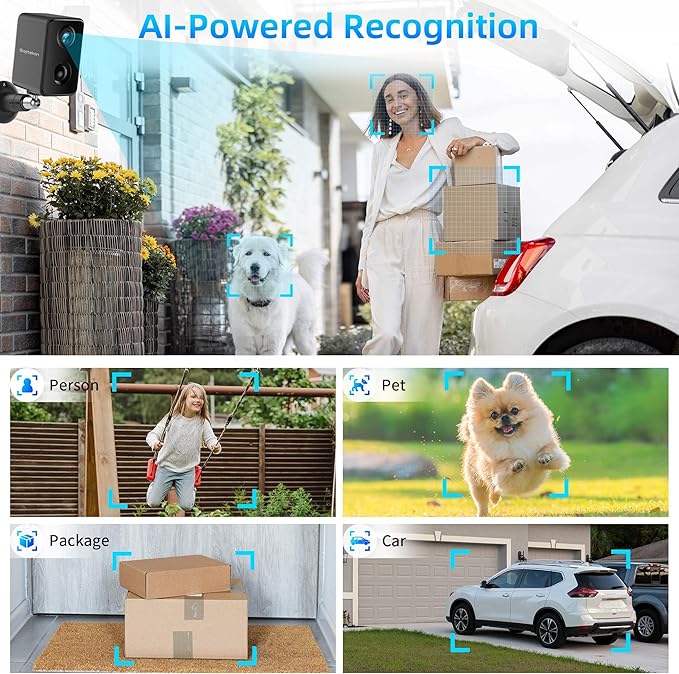 Septekon 2K Security Cameras Wireless Outdoor 2 Pack, Solar Battery Powered Camera with Two Spotlights, PIR Motion Detection Siren, Color Night Vision, 2-Way Audio, IP66 Waterpoof