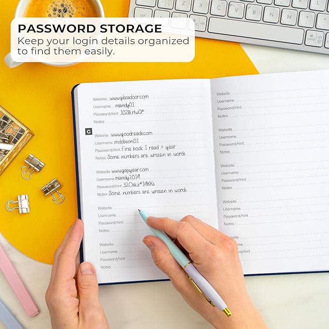 Clever Fox Password Book – Alphabetized Internet Address & Password Organizer – Computer & Website Password Keeper Notebook – Log-In Password Journal - Medium, A5, 8.3x5.8″, Hardcover (Mystic Blue)