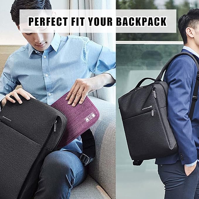 CILLA Travel Cord Organizer Case, Portable Waterproof Storage Bag for Charger, Cord, USB, Power Bank, Earphone, SD Card, Travel Essentials