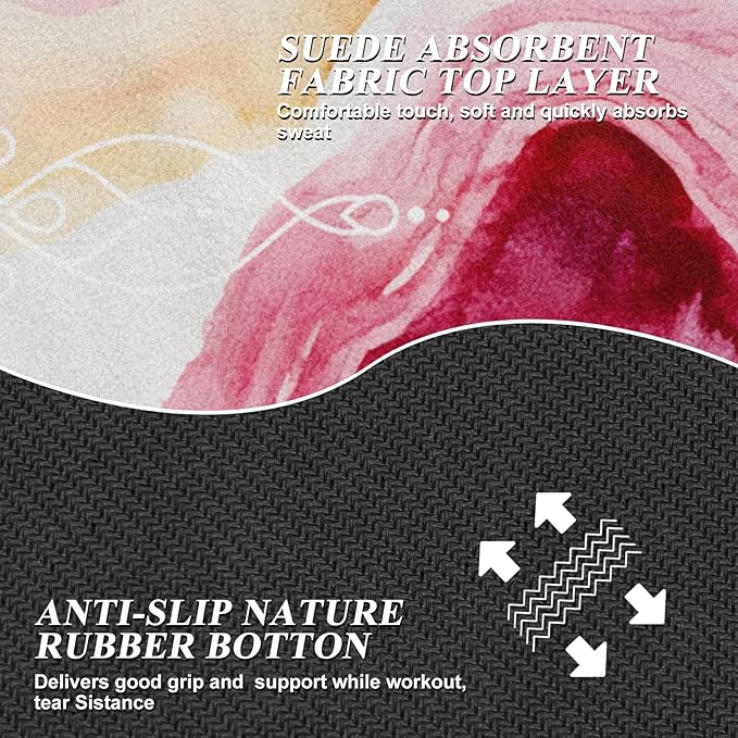 Travel Foldable Suede Yoga Mat, Tear-resistant Non-Slip Fitness Mat, Tote Bag included for Yoga Pilates Exercise Workout, 0.06 Inch/1.5 mm Thick, 72 x 24 Inch/183 x 61 cm