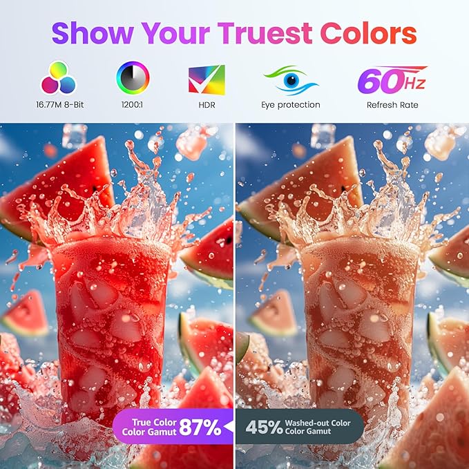 Portable Monitor 15.6 Inch FHD 1080P HDR IPS Travel Monitor with Speakers HDMI USB-C Second Screen for MacBook Laptop Surface Xbox PS4/5, External Display with Kickstand, VESA Compatible