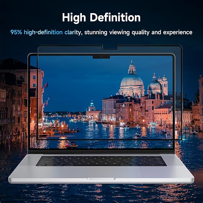 Mamol Privacy Screen for MacBook Pro 16 Inch (2021-2025, M1, M2, M3, M4) - A2991 A2485 A2780, MagicSuction™ Removable Vacuum Adsorption Anti Spy,Anti Glare Anti Blue Light Filter