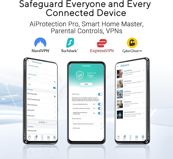 ASUS RT-BE92U BE9700 Tri-Band WiFi 7 Router, Supports New 320MHz Bandwidth & 4096-QAM, MLO, AI WAN Detection, AiMesh Support, Subscription-Free Network Security & Comprehensive VPN Features