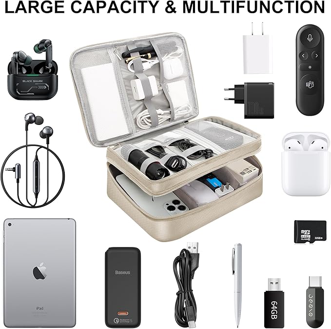 Electronic Organizer Travel Case, Travel Cord Organizer Case Portable Waterproof Cable Organizer Bag for Charger, Cord, USB, Power Bank, Earphone