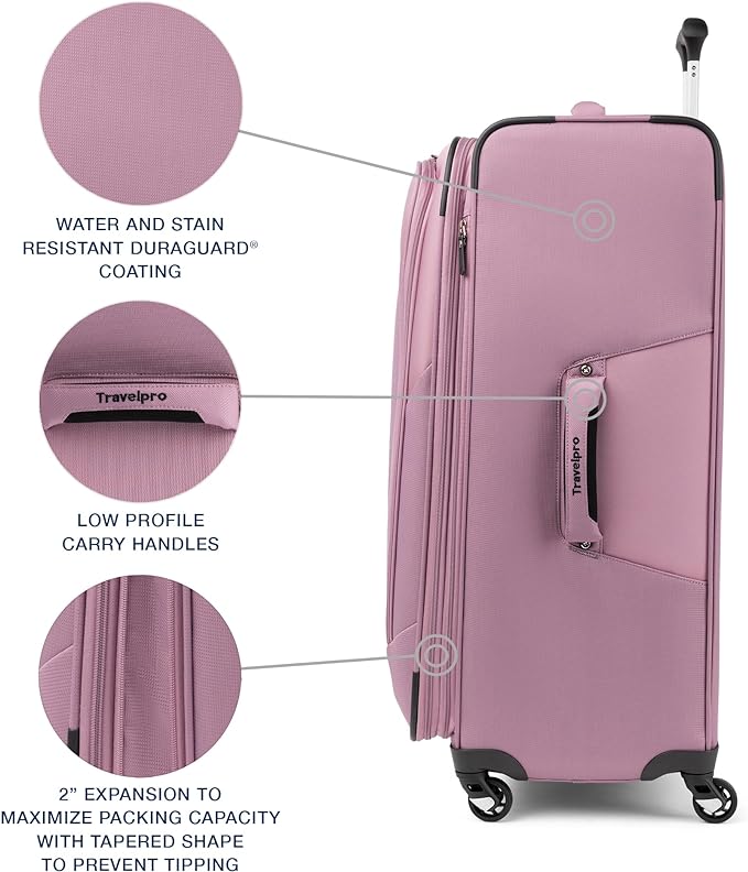 Travelpro Maxlite 5 Softside Expandable Checked Luggage with 4 Spinner Wheels, Lightweight Suitcase, Men and Women, Orchid Pink Purple, Checked Large 29-Inch