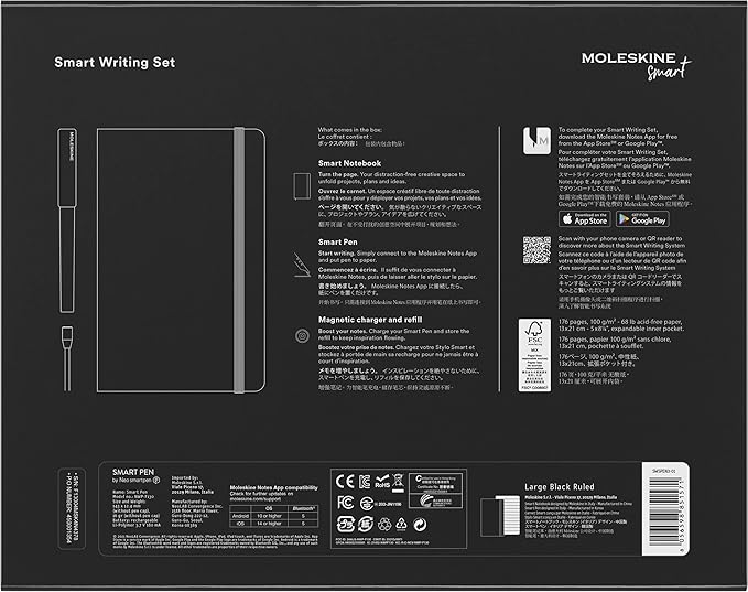 Moleskine Smart Writing Set Smart Notebook & New Smart Pen (2022) - Store Handwritten Notes Digitally, with Connected Notebook Notes App (Only Compatible Smart Notebooks)