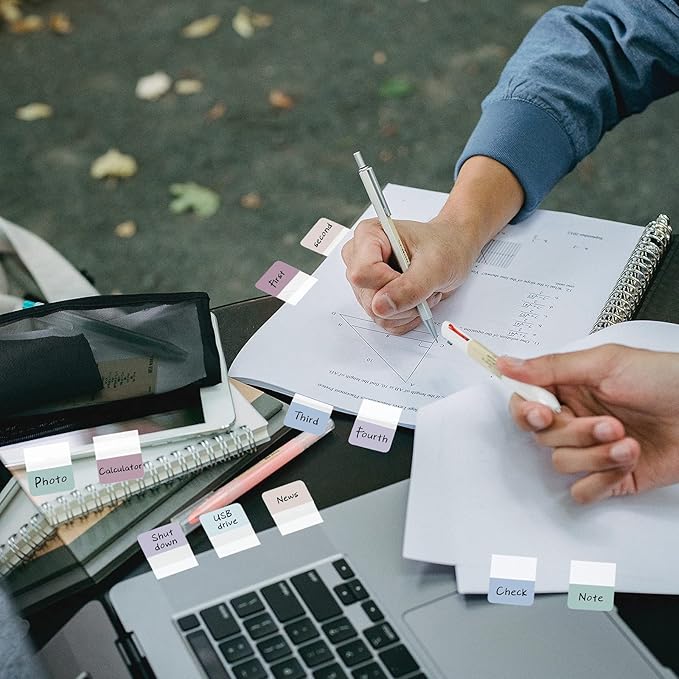 Outus 480 Pcs Sticky Index Tabs Page Markers Self Adhesive Flag Tabs Writable Repositionable File Flags Mix Colored for Reading Book, Taking Note, Classifying File, Marking Document