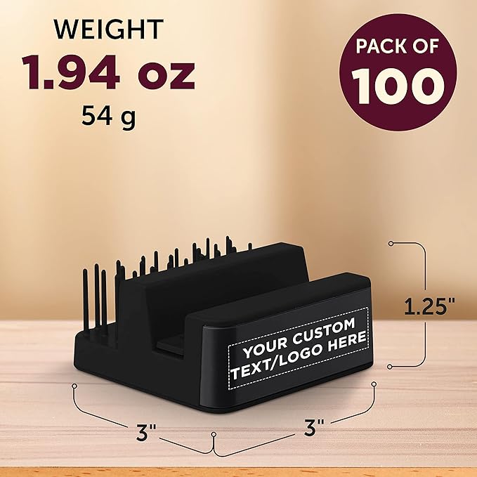 DISCOUNT PROMOS Custom Light Up Logo Phone Stands Set of 100, Personalized Bulk Pack - Essential Smartphone Accessory, Perfect for Office and Home - Black