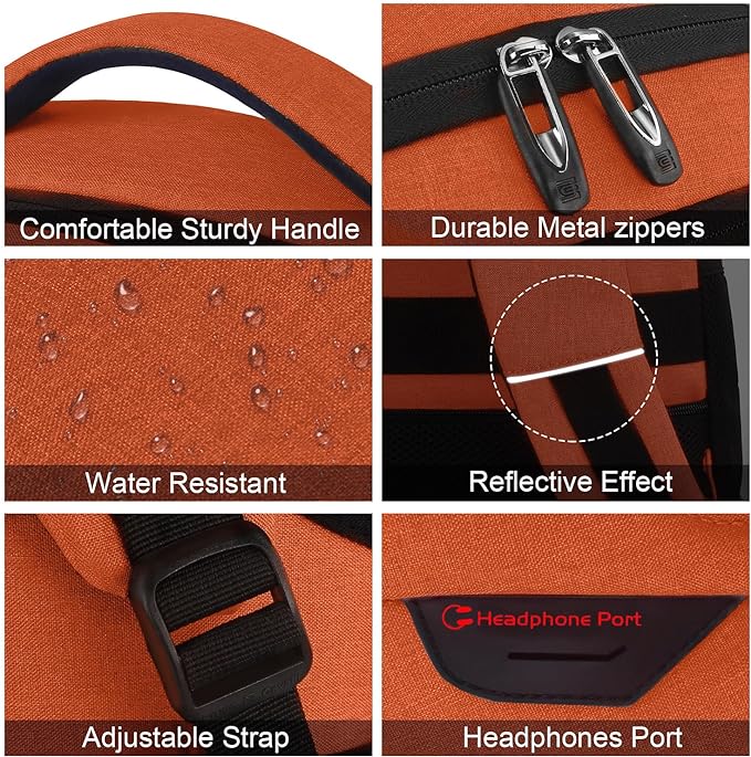 Laptop Backpack,Business Travel Anti Theft Slim Durable Laptops Backpack with USB Charging Port,Water Resistant College Computer Bag for Women & Men Fits 15.6 Inch Laptop and Notebook-Orange