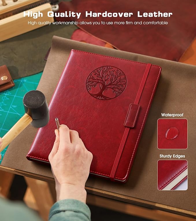 Lined Journal Notebook for Women Men,256 Pages B5 Large Hardcover Leather Journals for Writing,Travel,Business,Work,School,College Ruled Notebooks for Note Taking,Diary Notepad 7.8"×10.2"