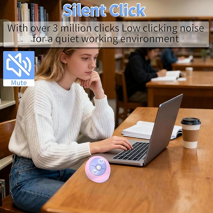 Wireless Mouse Ergonomic Vertical Mouse with Bluetooth & 2.4GHz USB Receiver 3 Buttons Rechargeable Silent Portable Optical USB Cordless Mice for Laptop PC Desktop Tablet Kids Adults Gifts (Purple)