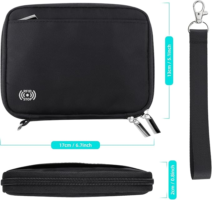 WALNEW Passport Holder Family for 4, RFID Blocking Travel Wallet Women Men, Lightweight Zipper Document Organizer Pouch Bag Credit Cards Case Cover for Travelling, Black