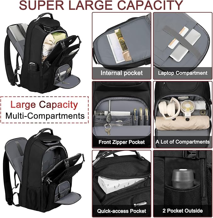 Extra Large Laptop Backpack for Travel, College & Work, TSA Friendly Commuter Gaming Bag with USB Charging Port, Heavy-Duty Anti-Theft Design Fits 18.4 Inch Laptop, Grey, 21.7x15.9x10.2”