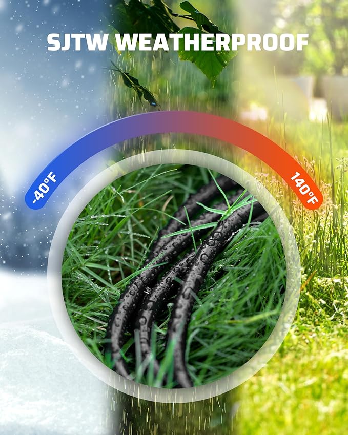 DEWENWILS 25Ft Outdoor Extension Cord Multiple Outlets, Evenly Spaced 3 Outlets Plugs with Safety Cover, 16/3 SJTW Weatherproof Wire for Outdoor String Lights and Holiday Decorations, UL Liste