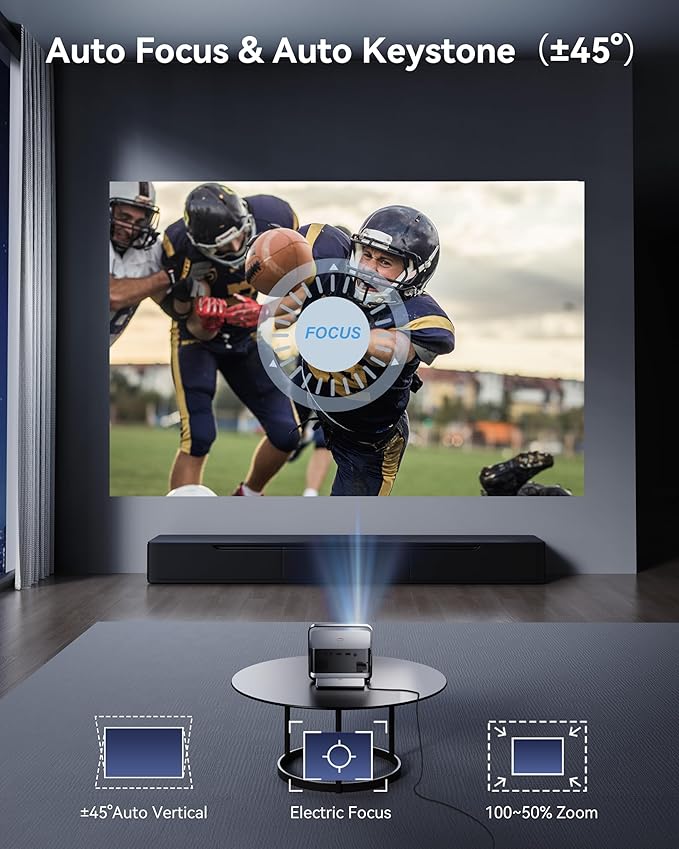 [Native 1080P & Official Licensed Apps] Polocsh 4K Projector with WIFI 6 and Bluetooth1500ANSI Smart Projector with Auto Keystone Protable Projectors Home Movie Outdoor Mini Proyector (Steel Gray)