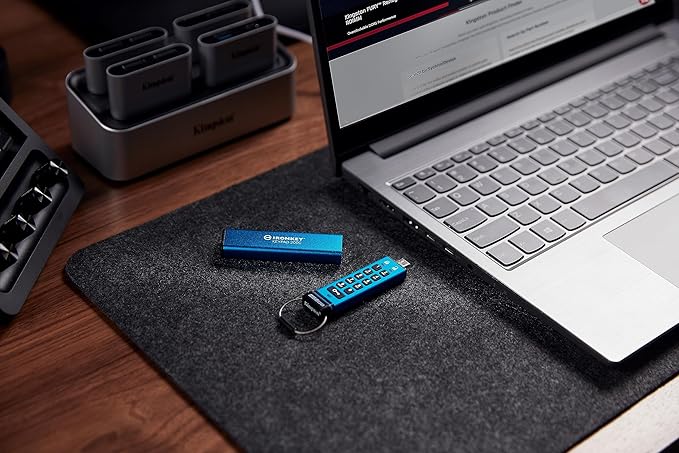 Kingston Ironkey Keypad 200 USB-C 256GB Encrypted Flash Drive | OS Independent | FIPS 140-3 Level 3 | XTS-AES 256-bit | BadUSB and Brute Force Protection | Multi-Pin Option | IKKP200C/256GB