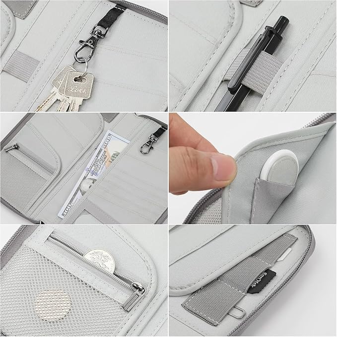 Travel Passport Holder for Family - RFID Large Travel Passport Wallet with Airtag & Card Holder Women Men, Lightweight Passport Cover Case Travel Document Organizer with Zipper Pocket,Navy Blue