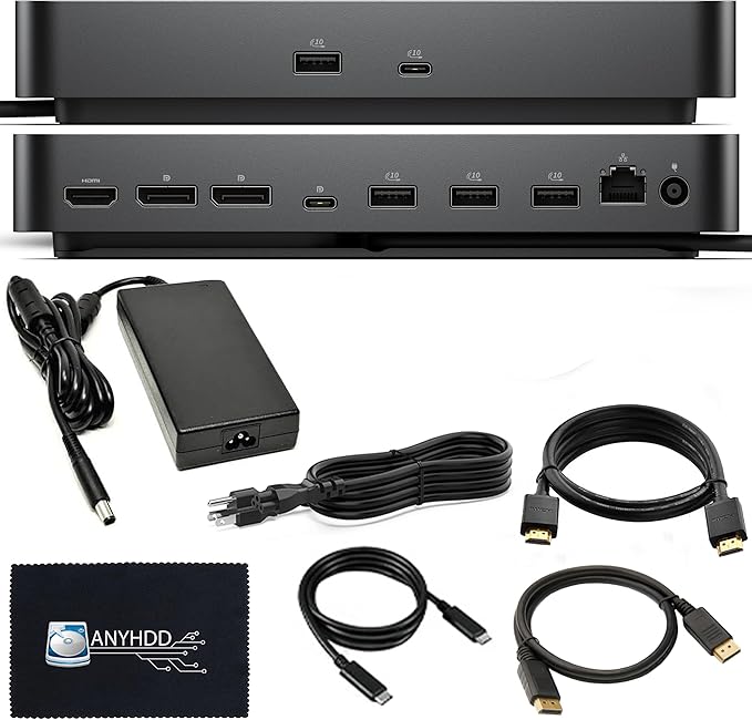 Dell Pro Smart Dock SD25 Bundle - 10Gbps, 3 Year Warranty, Supports Dual/Triple Monitors & 4K Displays with 180W Power Supply, HDMI, DisplayPort, USB C Cable, Cloth - Dell Docking Station