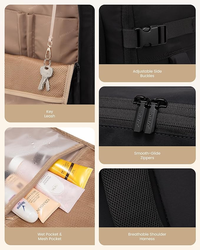 LOVEVOOK Travel Backpack for Women & Men, 60L Large Carry On Backpack Airline Approved, TSA Personal Item Weekender Bag, Water Resistant Laptop Backpacks with 3 Packing Cubes for Travel Essentials