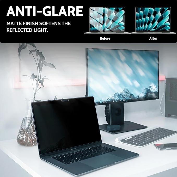 Magnetic 360° Privacy Screen for Macbook Pro 14 Inch (2021-2024, M1, M2, M3, M4), Removable Matte Anti Glare Blue Light Protector 4 Way Private Security Filter for Mac Laptop Computer