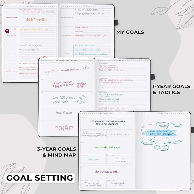 GoGirl Planner PRO Schedule - Undated Planner with Hourly Time Slots, Monthly, Weekly & Daily Organizer, Appointment Book for time Management, 7"x10" Hardcover, Lasts 1 Year - Black