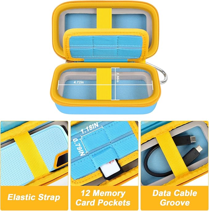 Case Compatible with SanDisk Extreme Pro/for SanDisk Portable SSD 1TB 2TB 4TB 500GB/ for Crucial X9 X10 Pro External Solid State Drive, Travel Storage Bag for 2 SSD and SD Card- Sky Blue (Box Only)