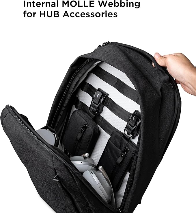 ALPAKA Metro Backpack Pro for Men 24L - Fits 15.6" Laptop Business Travel Backpack with YKK Zippers, MOD Key Leash & Luggage Pass-through, Durable Padded and Weatherproof Work Bag,Axoflux 600D (Black)