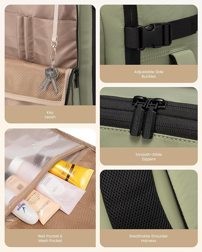 LOVEVOOK Travel Backpack for Women & Men, 40L Large Carry On Backpack Airline Approved, TSA Personal Item Weekender Bag, Water Resistant Laptop Backpacks with 3 Packing Cubes for Travel Essentials