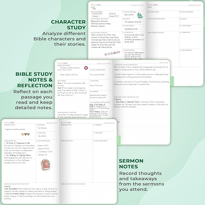 Clever Fox Bible Study Journal – Church Notes Notebook – Note Taking & Journaling Kit – Faith Based Religious Gifts & Accessories (Mint Cream)