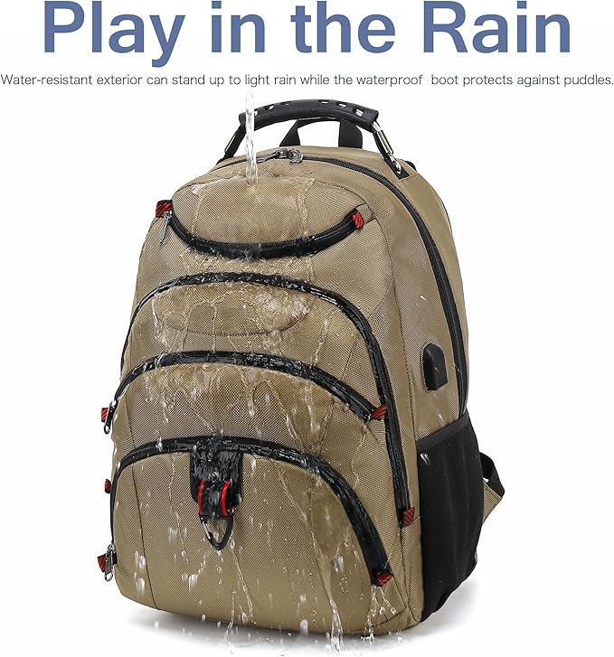Boavan Laptop Backpack for men, 15.6 inch Laptop Bag with USB Port, Waterproof Travel Work Backpack Purse, Anti-Theft Teacher Nurse Doctor Casual Bookbags Office Business backpack，Khaki