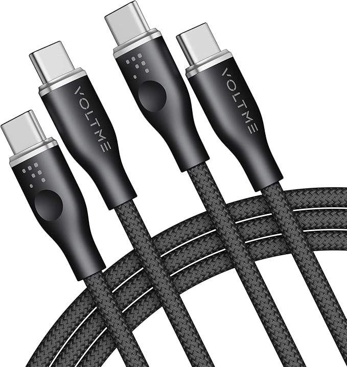 VOLTME USB C Cable (6ft 100W, 2-Pack), Premium Nylon USB C to USB C Cable 2.0, Type C Charging Cable Fast Charge for iPhone 17/16/15 Series,Galaxy S25/S24/S23,MacBook Pro 2020,and More