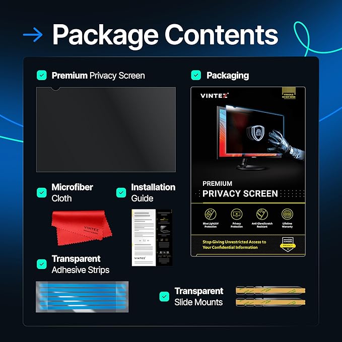 VINTEZ [2 Pack] 22 Inch 16:9 Privacy Screen for Computer Monitor and Laptop - Anti Glare Protector Film Blue Light Filter Eye Protection - Computer Screen Privacy Shield