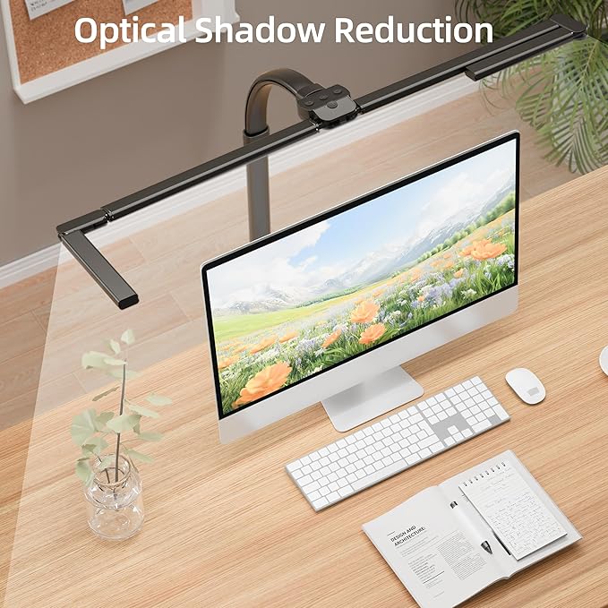 Office Home Desk Lamp,24W Super Bright Eye-Care Desk Lamp,Adjustable Gooseneck Office LED Task Light with Soft Non-Glare Lighting,Suitable for Studying,Reading (Black) (Black -a)