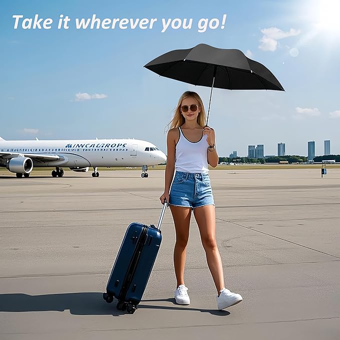 BAODINI Travel Essentials Mini Umbrella for Purse With Case Small Compact UV Sun Protection Lightweight Tiny Pocket Manual Open Close Umbrella for Women Kids and Men Fit Purse Backpack