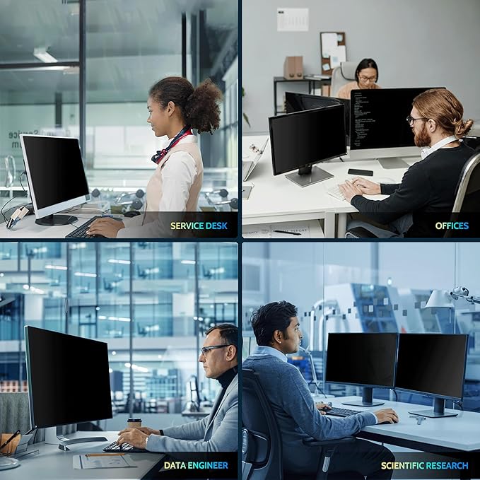 [2 Pack] 24 Inch Privacy Screen for Computer Monitor 16:10 Aspect Ratio, Eye Protection Anti Blue Light Glare Shield, 24inch Removable Black Blackout Anti Spy Desktop Security Private Filter