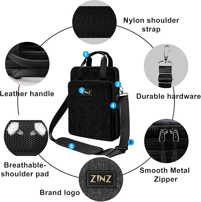 ZINZ Slim & Expandable Case 12.9 13 inch Travel Laptop Shoulder Bag for MacBook Air 13" M3/M2/M1, MacBook Pro 13" M2/M1, iPad Pro 12.9"/13"/11", iPad Air 13",B01K01