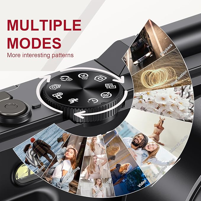 Digital Cameras for Photography - 5K 75MP Vlogging Camera for YouTube WiFi - UHD Autofocus Vlog Camera 3" 180° Flip Screen with 18X Zoom - Travel YouTube with 32GB SD Card, 2 Batteries