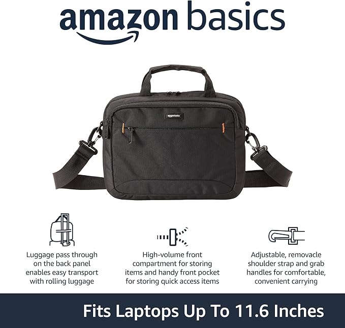 Amazon Basics Laptop Carrying Case Shoulder Strap, 10-pack, 11.6 inch, Black