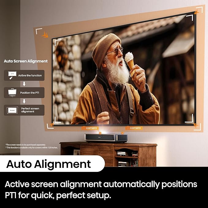 Hisense PT1 Ultra Short Throw Triple Laser Projector, 4K UHD, Google TV, 80'' - 150'', 2500 Lumens, 3000:1 Contrast, IMAX Enhanced, Dolby Vision & Atmos, 3D, 240 High Refresh Rate