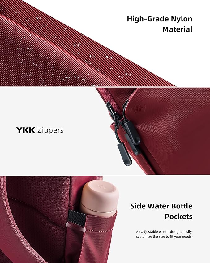 Travel Backpack for Women, 14 Inch Laptop Backpack, Water Resistant College Bookbag, Large Capacity Red Computer Backpacks for Work, Red