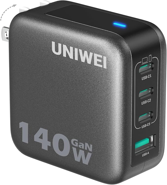 Laptop Charger, 140W MAX USB C Charger, 4-Port Multi-Device Fast Charging, Advanced GaN Power Adapter, for MacBook, iPhone 17/16 Series, Samsung Galaxy, Pixel, and More