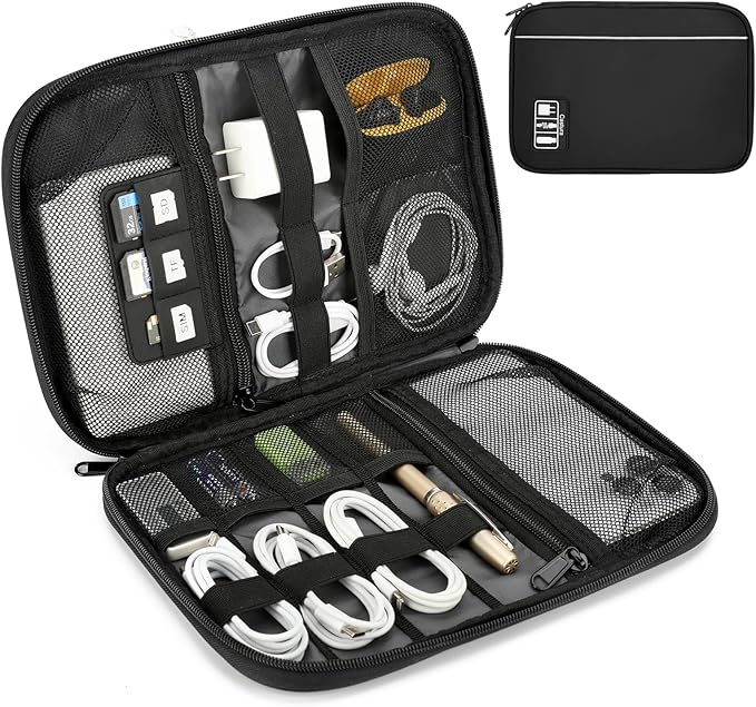 Electronic Organizer Travel Case, All-in-One Portable Cable Organizer Bag for Storage, Tech Organizer Travel Accessories for Cables, Chargers, Power Bank, Flash Drive,SD Card