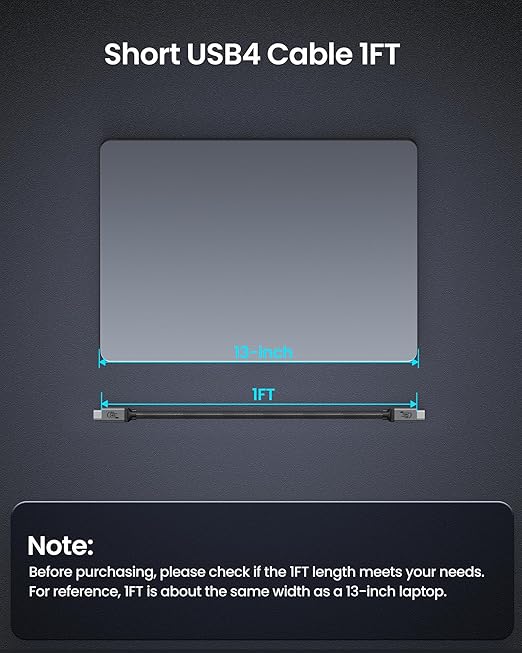 Silkland 80Gbps USB 4 for Thunderbolt 5 Cable 1FT, 240W PD 3.1 Charging, up to 120Gbps Bandwidth for Dual 8K, Braided USB C Data Cable Compatible Thunderbolt 4/5, SSD, MacBook M4 Pro, iPhone17/16,Dock