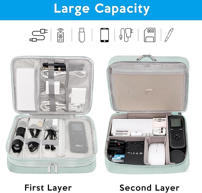Electronic Organizer Travel Case, Travel Cord Organizer Case Portable Waterproof Cable Organizer Bag for Charger, Cord, USB, Power Bank, Earphone