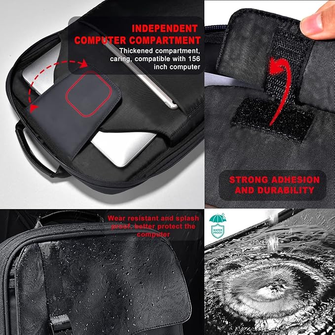 ZINZ Slim & Expandable Laptop Backpack 15.6 Inch, Computer Rucksack Water Resistant Bag, Anti-Theft Travel Daypack for Men and Women-Black