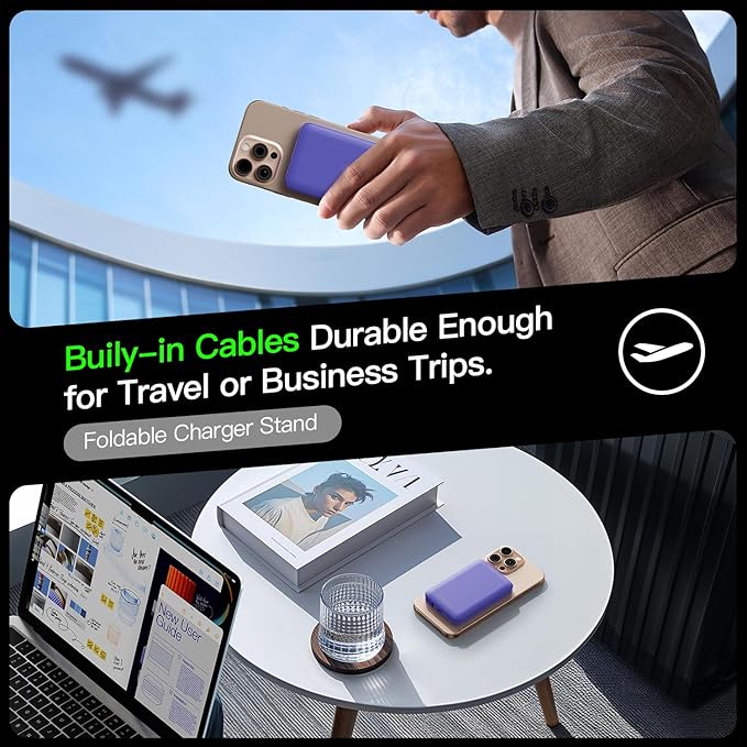 2025 Magnetic 15W Power Bank for iPhone,5000mAh Magsafe Battery Pack with 20w Fast Charging,Slim Magsafe Power Bank in&Out,with LED Display,Wireless Portable Charger for iPhone 16/15/14/13/12 Series