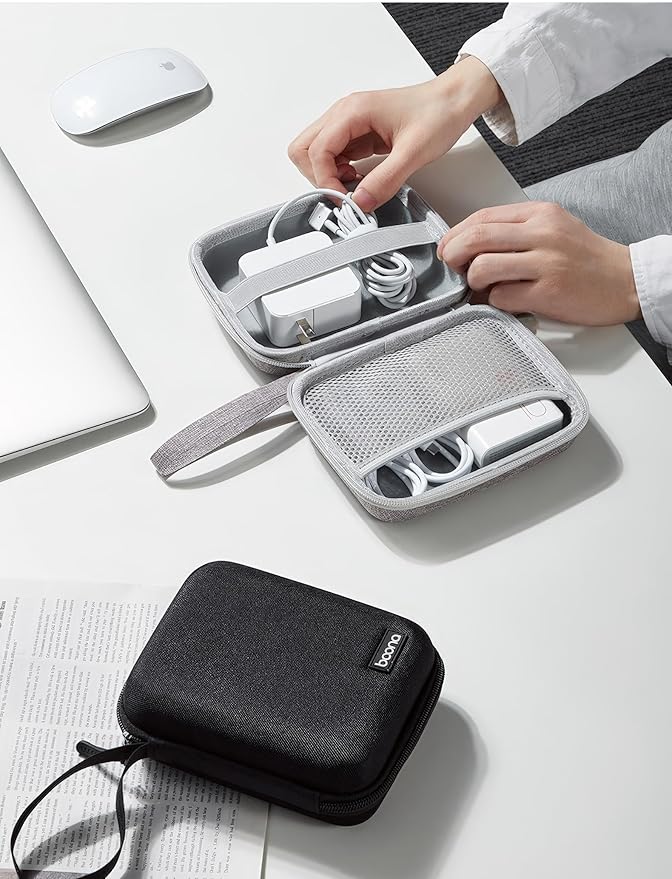 Charger Case for MacBook, Small Charger Organizer, Portable Pouch Travel Storage for Laptop Accessories, Waterproof for Magic Mouse, Power Bank,Charging Cords (Black)…